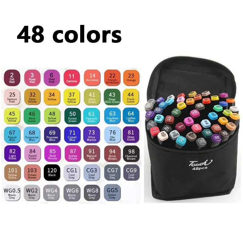 24 - 80 Colors Double Headed Oily Art Marker Pen Set for Draw Sketching - Maxwell shop