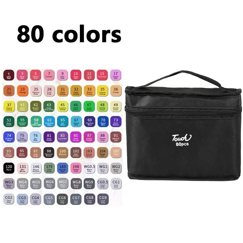 24 - 80 Colors Double Headed Oily Art Marker Pen Set for Draw Sketching - Maxwell shop