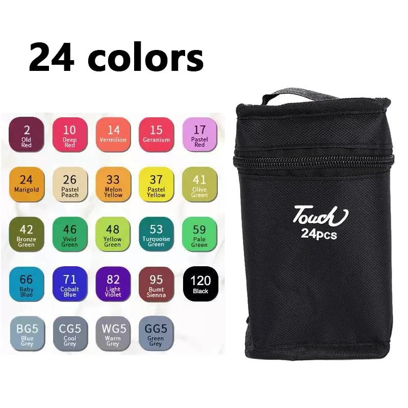24 - 80 Colors Double Headed Oily Art Marker Pen Set for Draw Sketching - Maxwell shop