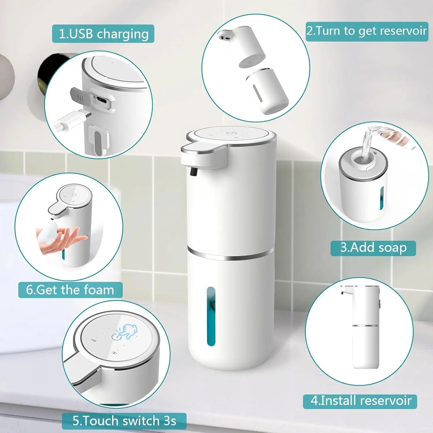 380ML Capacity Tabletop Or Wall-Mounted 4-Levels Adjustable Automatic Sensor Soap Dispenser - Maxwell shop