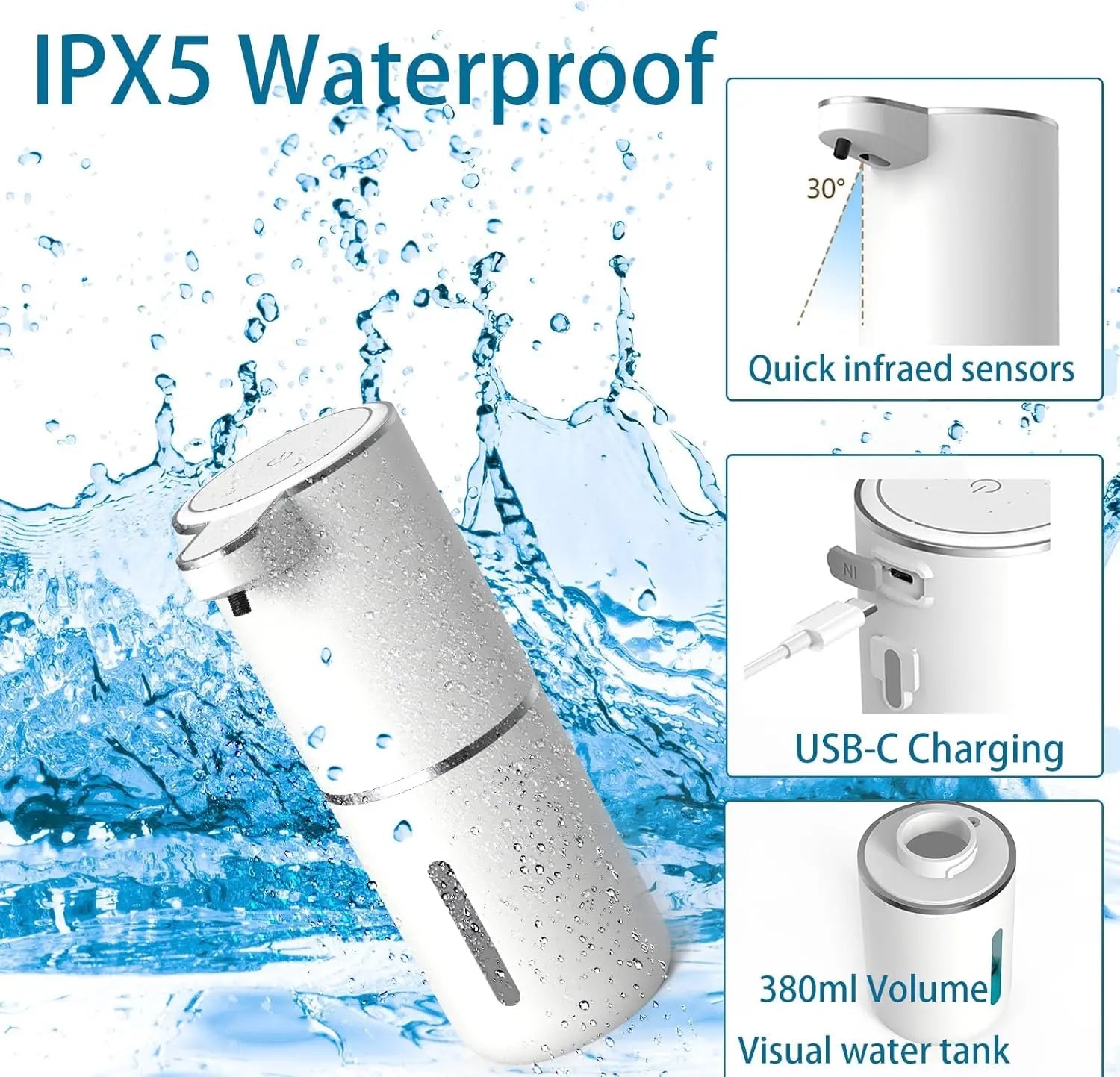 380ML Capacity Tabletop Or Wall-Mounted 4-Levels Adjustable Automatic Sensor Soap Dispenser - Maxwell shop