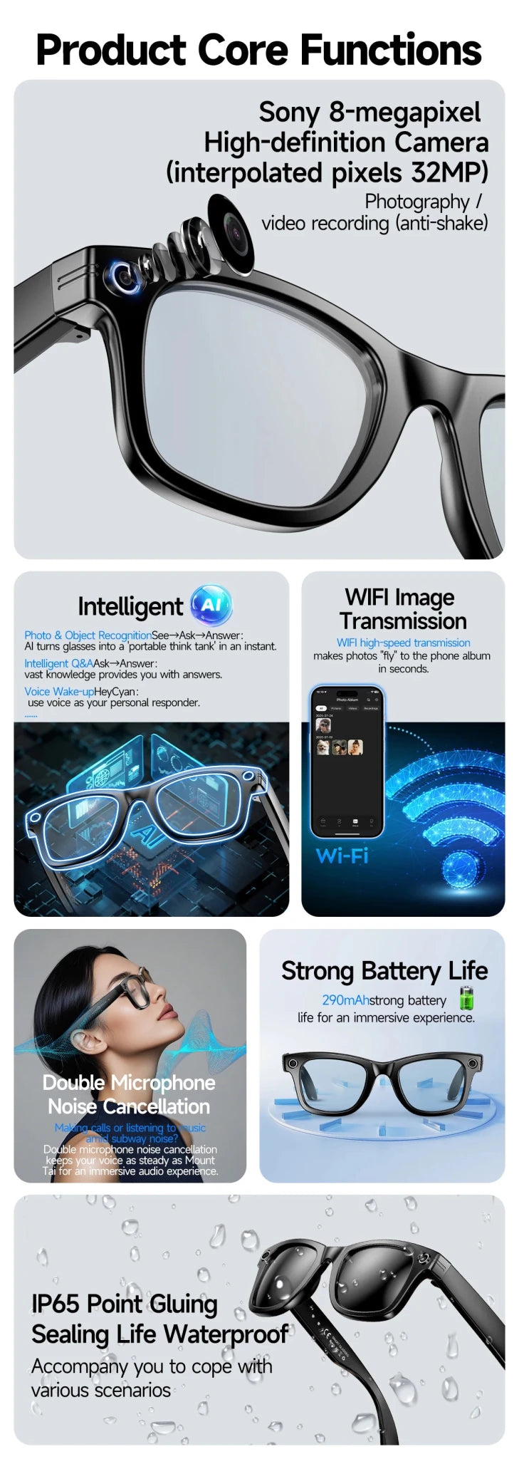 800W Camera AI Glasses Men Color-Changing Smart Translation Glasses smart Sunglasses - Maxwell shop