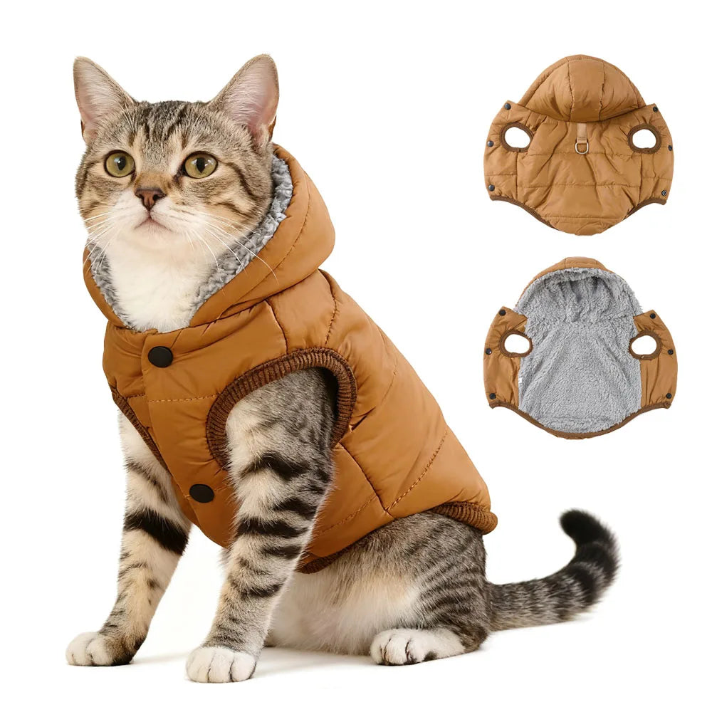 Warm Cats Hoodie Coat For Small Medium Cats Dog Winter Cozy Fleece Puppy Kitten - Maxwell shop