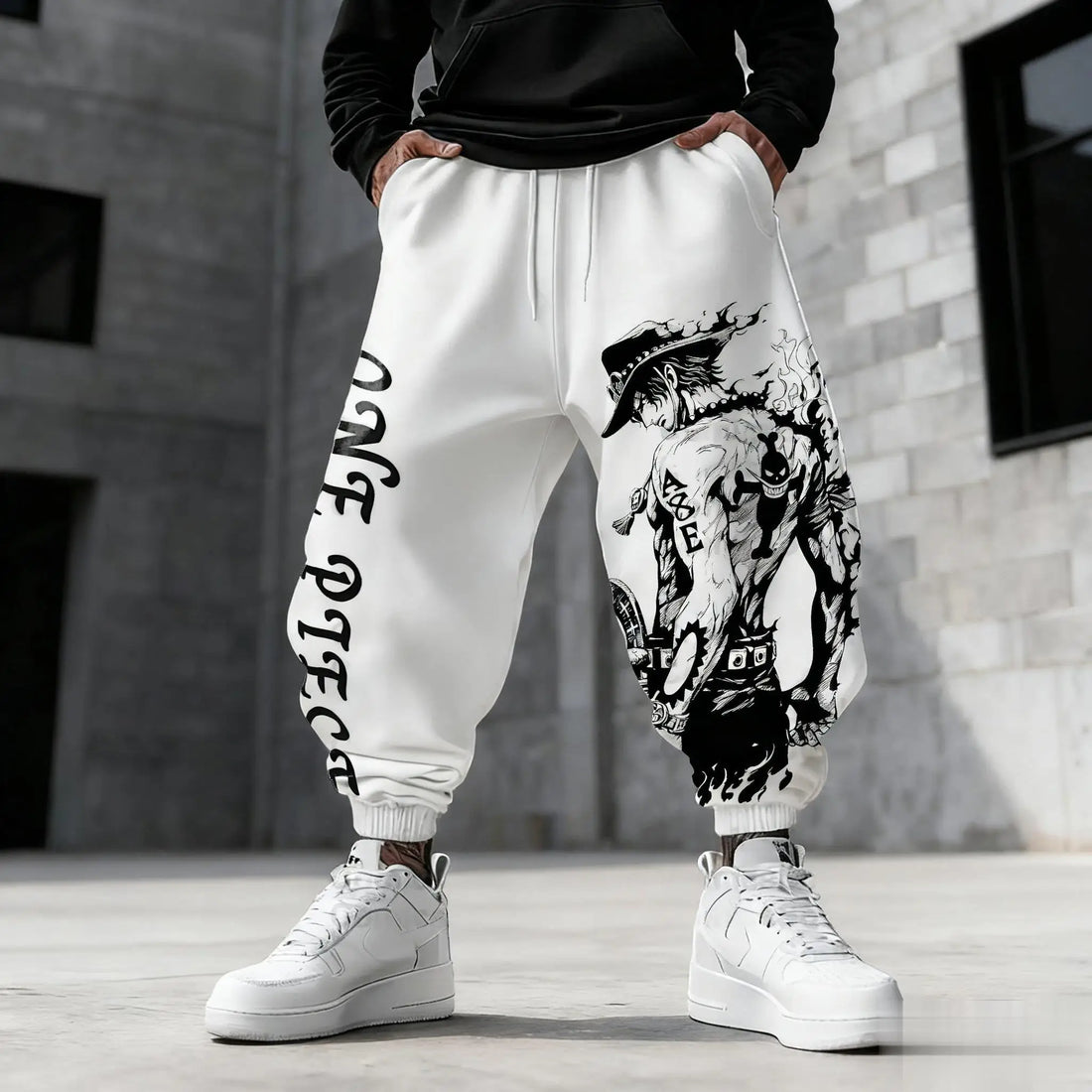 One Piece Luffy Ace Mens Sweatpants Gym Sports Pants Anime Print Loose - Maxwell shop