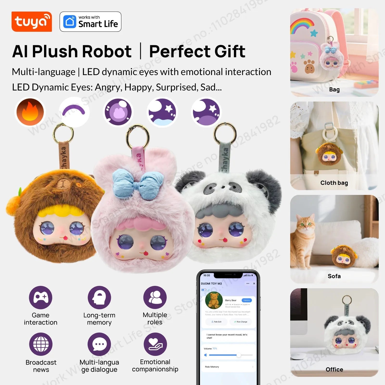 AI Plush Robot w/LED Eyes & Voice Control,Interactive Smart Toy Companion for Kids - Maxwell shop