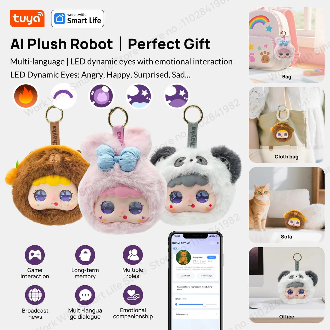 AI Plush Robot w/LED Eyes & Voice Control,Interactive Smart Toy Companion for Kids - Maxwell shop