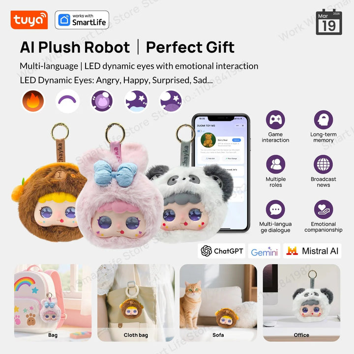 AI Plush Robot w/LED Eyes & Voice Control,Interactive Smart Toy Companion for Kids - Maxwell shop