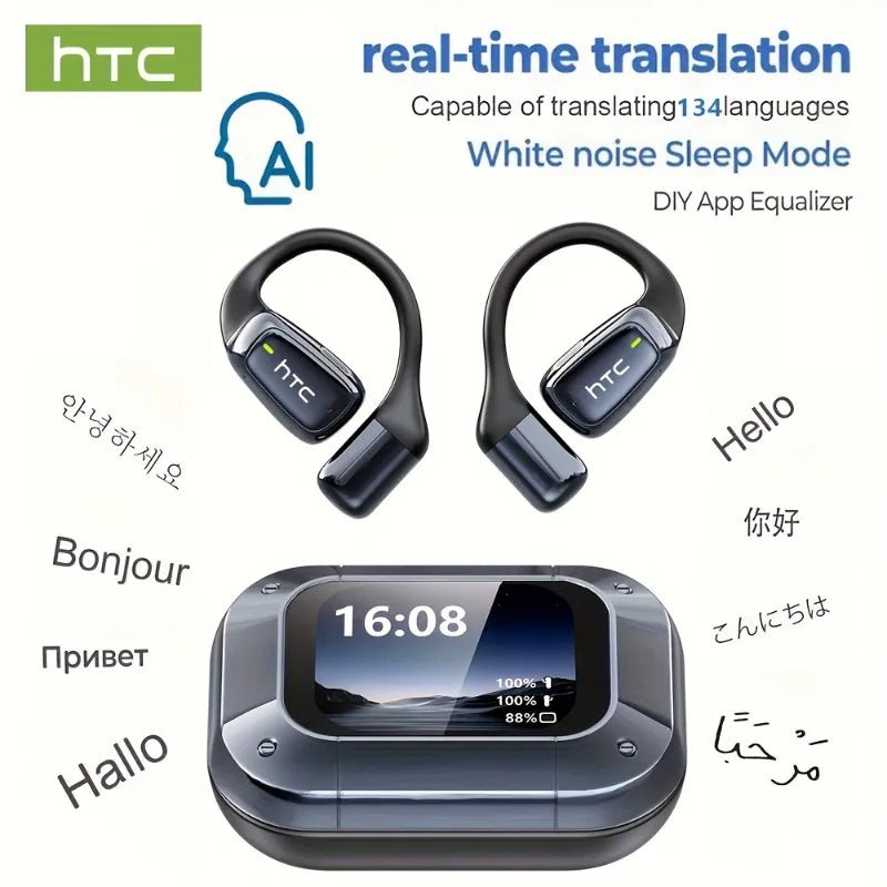 【AI Translator Earbuds】HTC NE25 Bluetooth Earphones LCD Touch Screen Sport Wireless - Maxwell shop