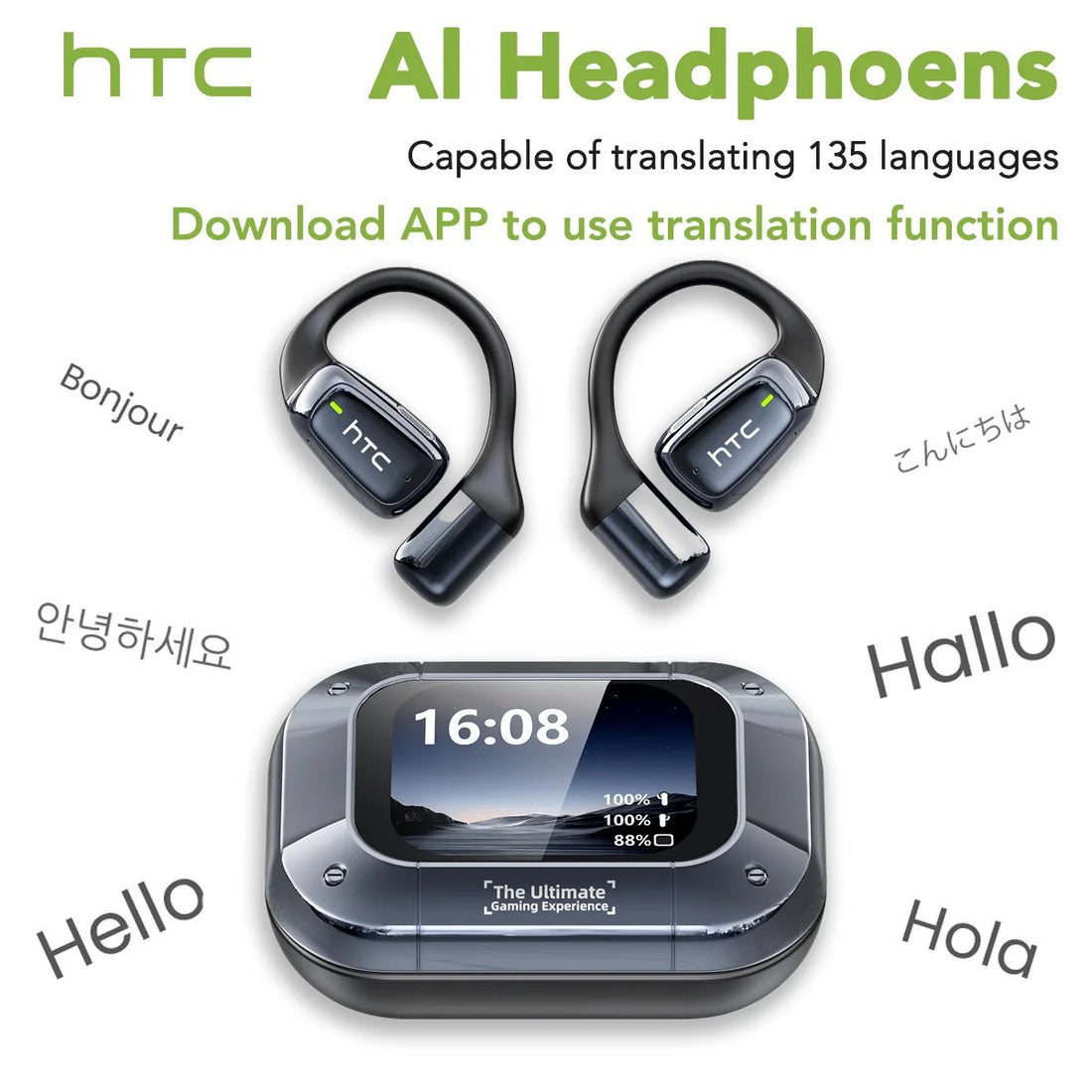 【AI Translator Earbuds】HTC NE25 Bluetooth Earphones LCD Touch Screen Sport Wireless - Maxwell shop
