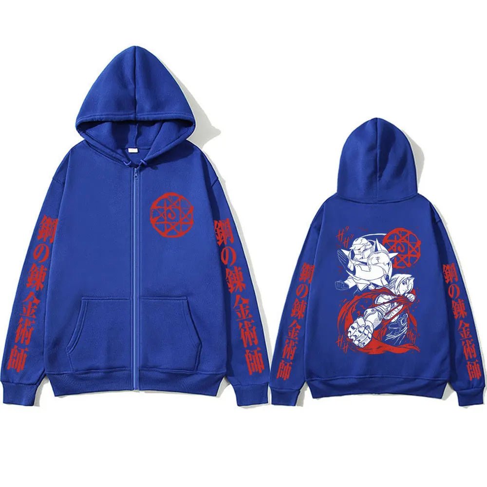 Anime Fullmetal Alchemist Edward Elric Alphonse Elric Zipper Hoodies - Maxwell shop