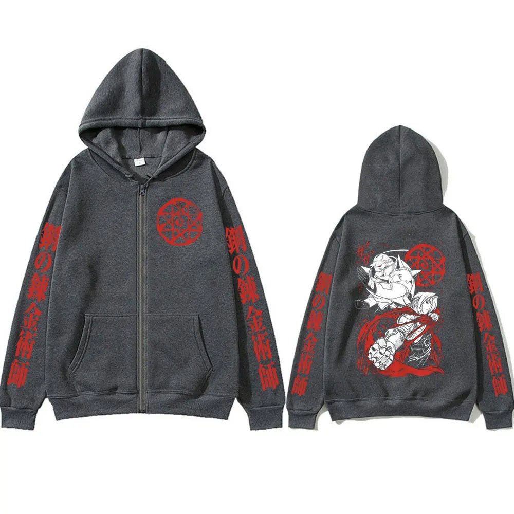 Anime Fullmetal Alchemist Edward Elric Alphonse Elric Zipper Hoodies - Maxwell shop