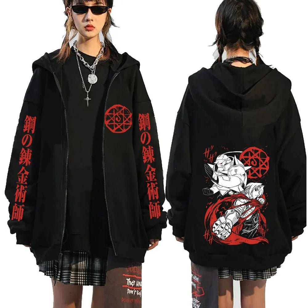 Anime Fullmetal Alchemist Edward Elric Alphonse Elric Zipper Hoodies - Maxwell shop