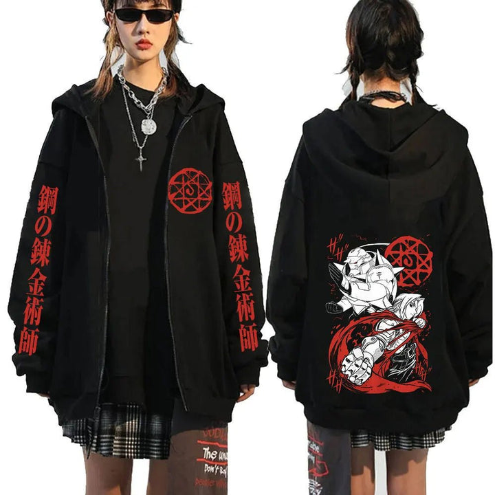 Anime Fullmetal Alchemist Edward Elric Alphonse Elric Zipper Hoodies - Maxwell shop