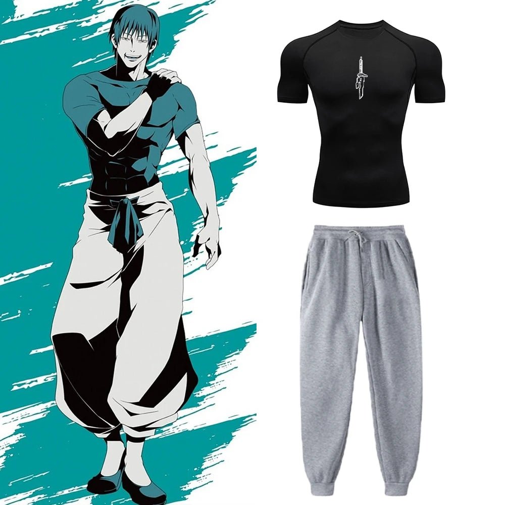 Anime Jujutsu Kaisen Toji Compression Shirt Set Casual Performance Set Men's - Maxwell shop