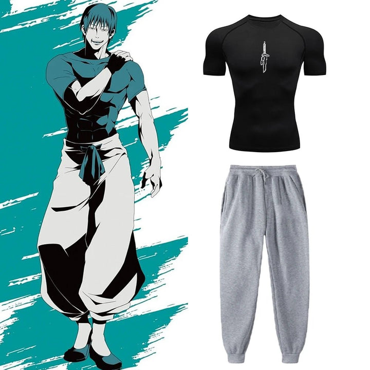Anime Jujutsu Kaisen Toji Compression Shirt Set Casual Performance Set Men's - Maxwell shop