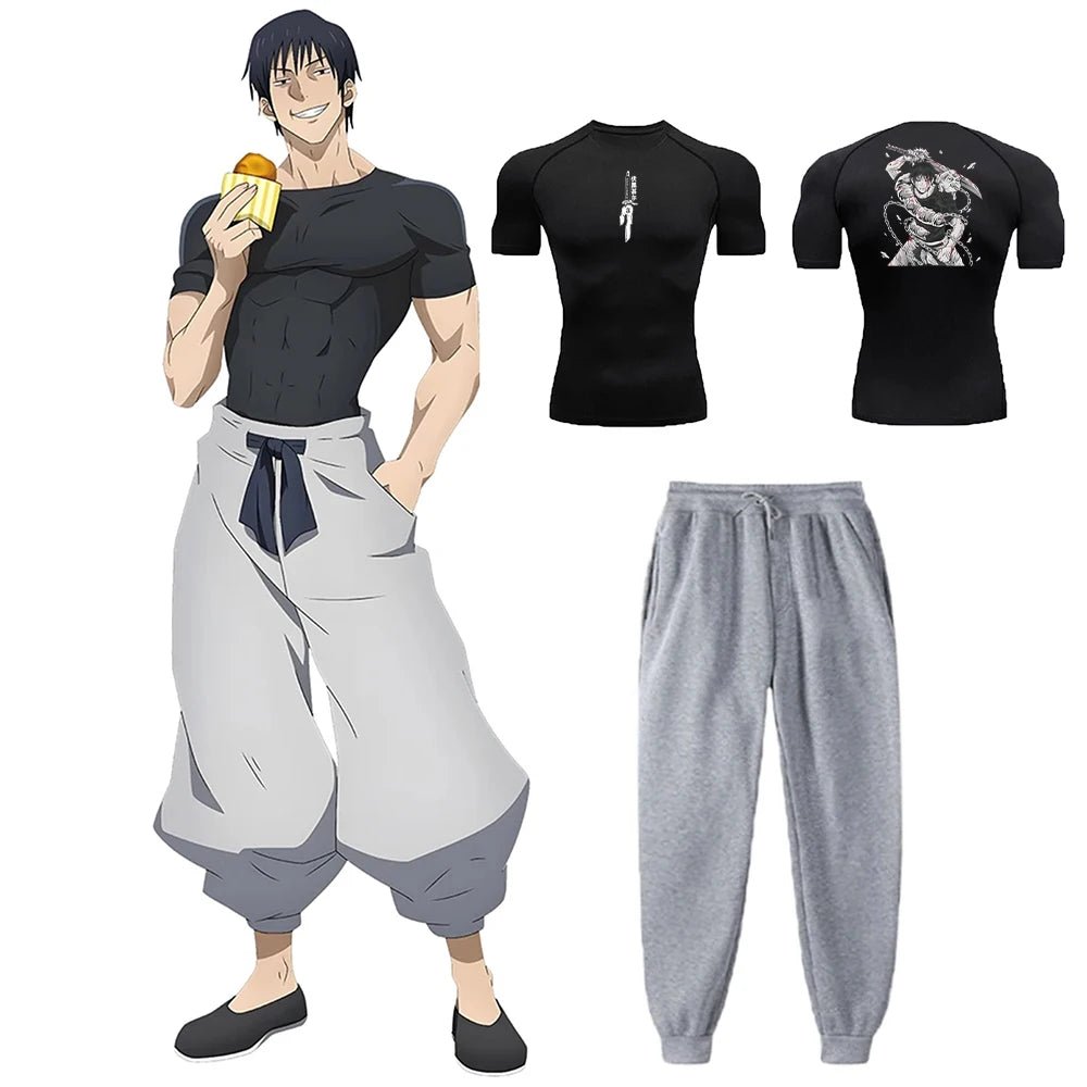 Anime Jujutsu Kaisen Toji Compression Shirt Set Casual Performance Set Men's - Maxwell shop