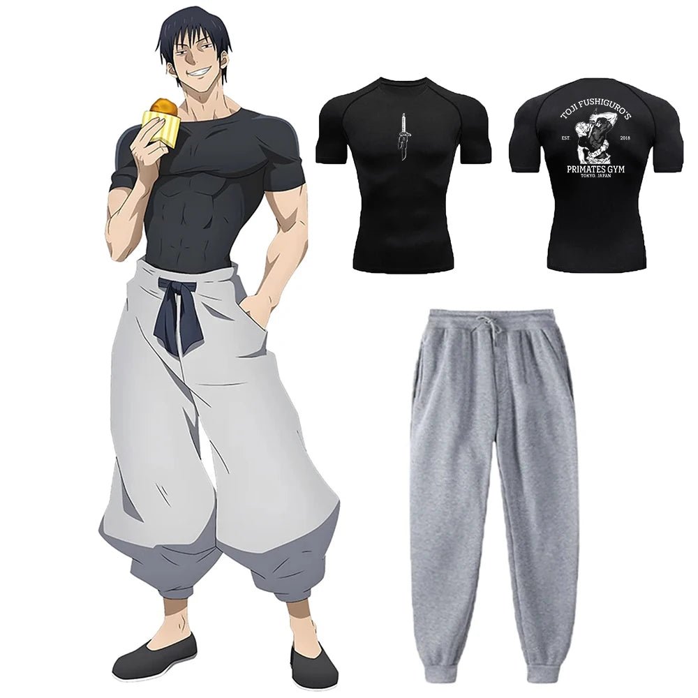 Anime Jujutsu Kaisen Toji Compression Shirt Set Casual Performance Set Men's - Maxwell shop