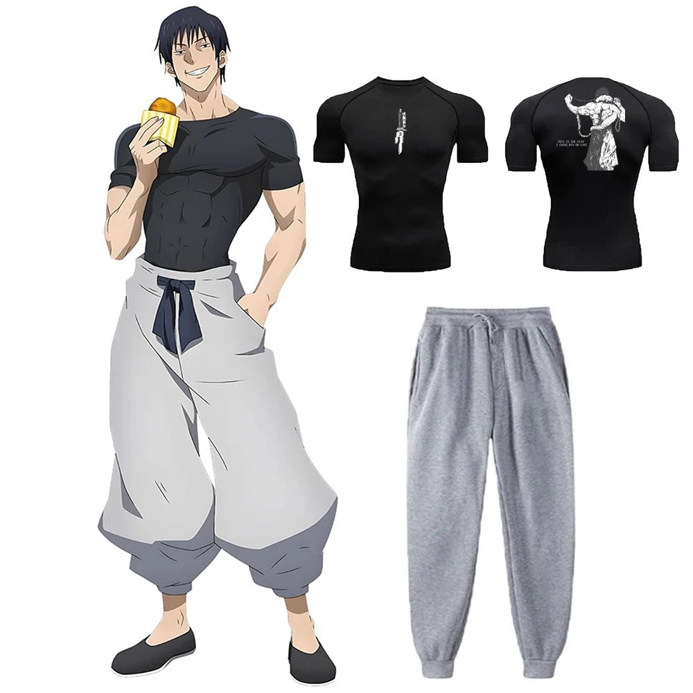 Anime Jujutsu Kaisen Toji Compression Shirt Set Casual Performance Set Men's - Maxwell shop