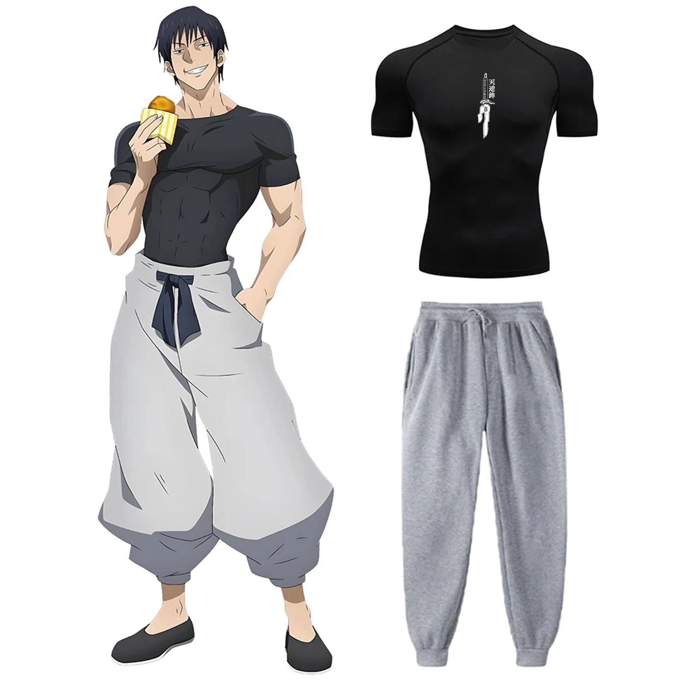 Anime Jujutsu Kaisen Toji Compression Shirt Set Casual Performance Set Men's - Maxwell shop