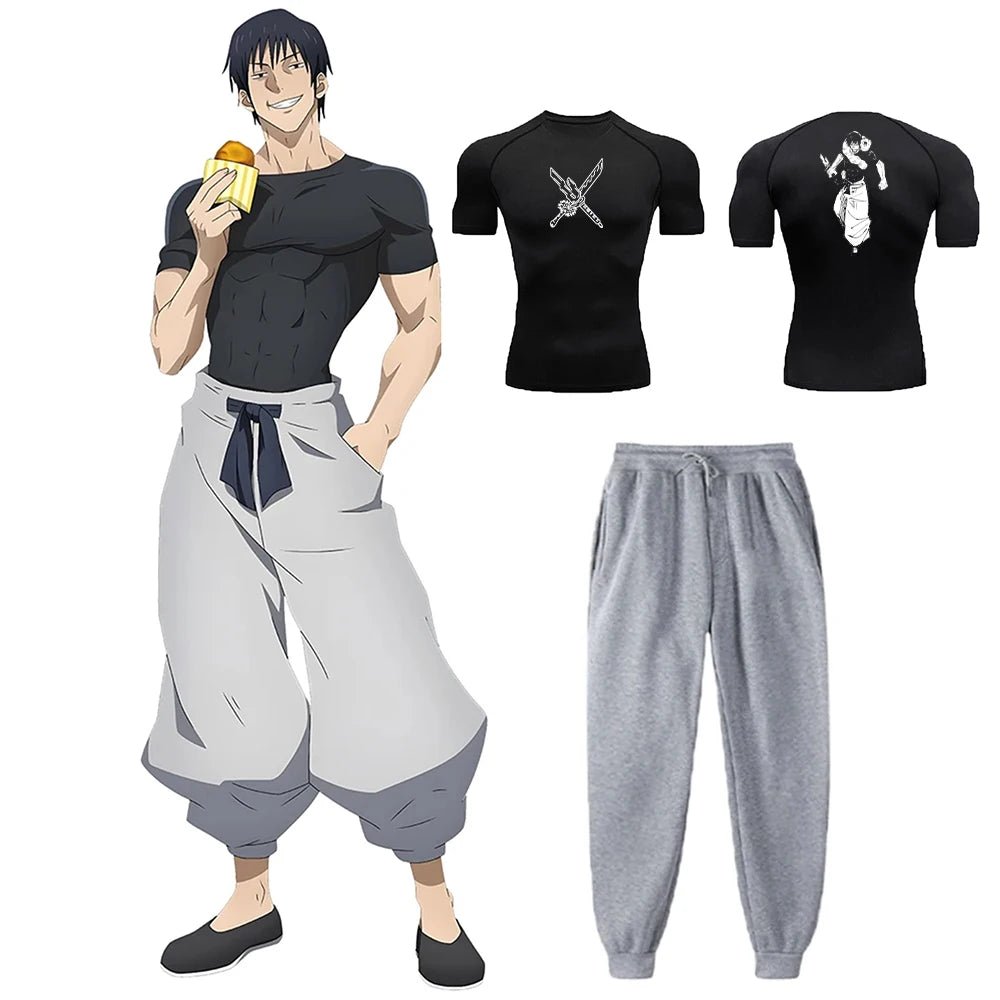 Anime Jujutsu Kaisen Toji Compression Shirt Set Casual Performance Set Men's - Maxwell shop
