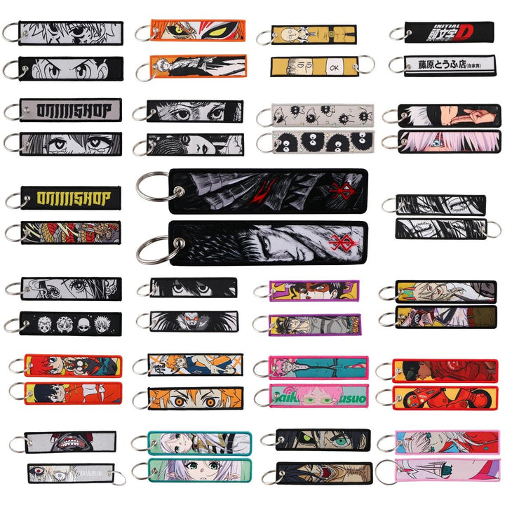 Anime Series Embroidery Key Fobs Japanese Manga Key Tags Keychain for Motorcycle - Maxwell shop