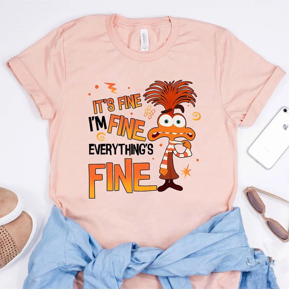 Anxiety Shirt Inside Out 2 T-Shirt Everything Is Fine Anxiety Inside Out Emotions Shirts - Maxwell shop