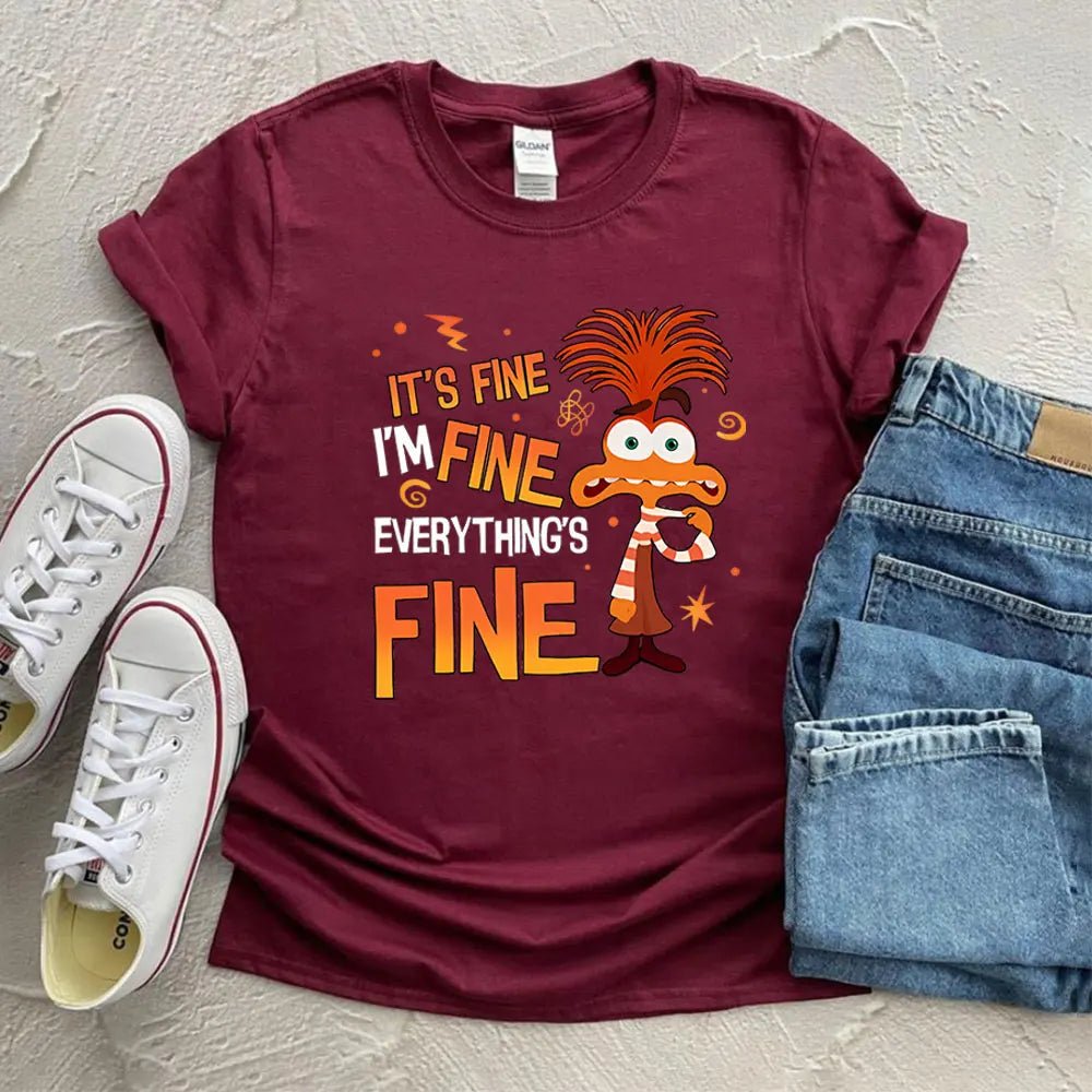 Anxiety Shirt Inside Out 2 T-Shirt Everything Is Fine Anxiety Inside Out Emotions Shirts - Maxwell shop