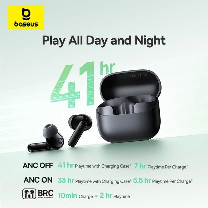 Baseus Bass EP10 NC -43dB Noise Cancelling ANC True Wireless Earbuds Bluetooth 6.0 - Maxwell shop