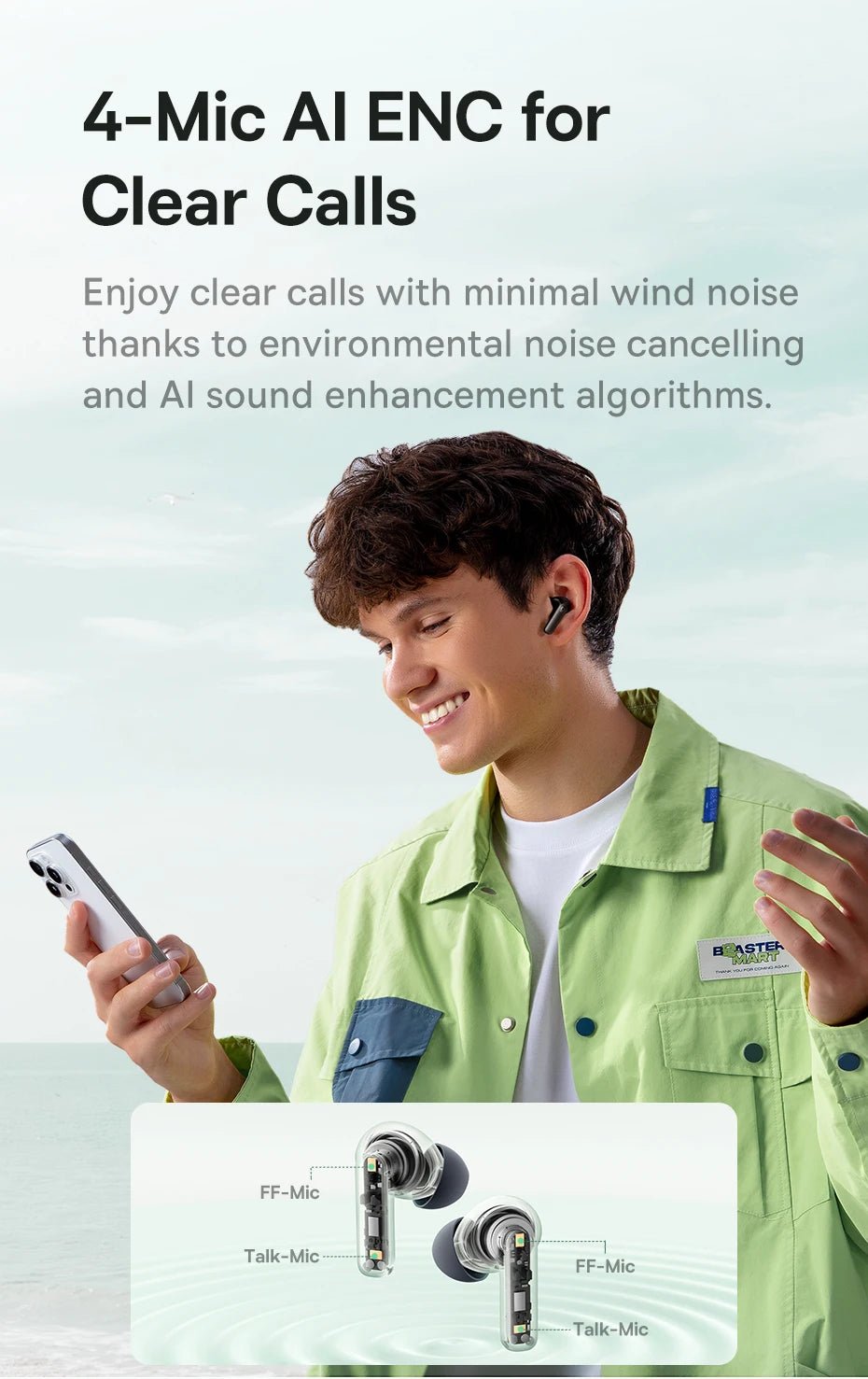Baseus Bass EP10 NC -43dB Noise Cancelling ANC True Wireless Earbuds Bluetooth 6.0 - Maxwell shop