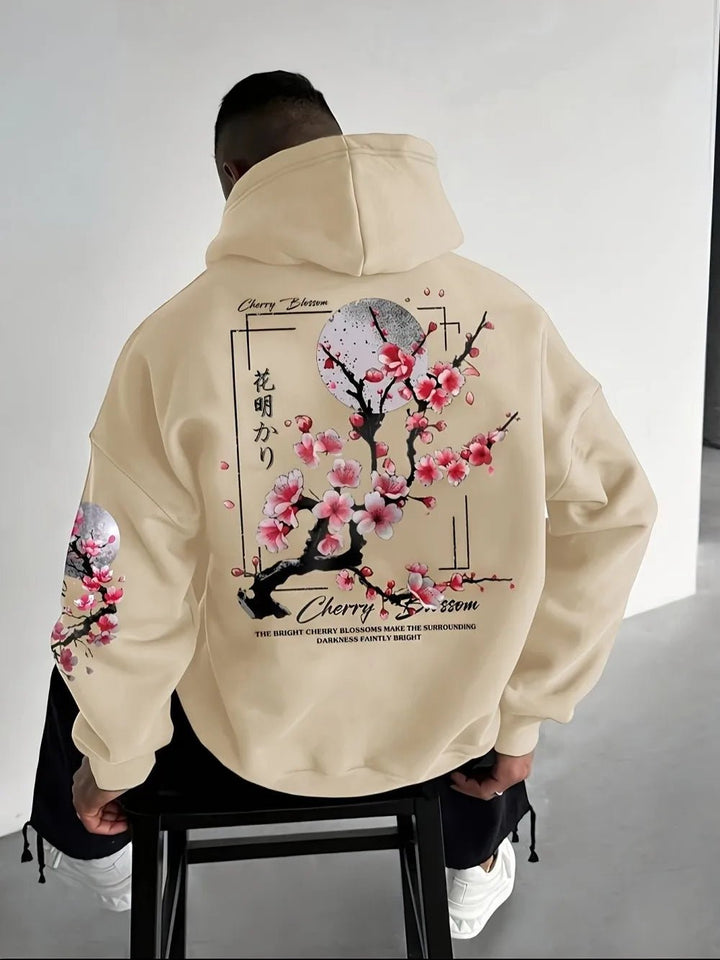 Cherry Blossom Moon Men Women Hoodie Outdoor Street Japan Harajuku - Maxwell shop