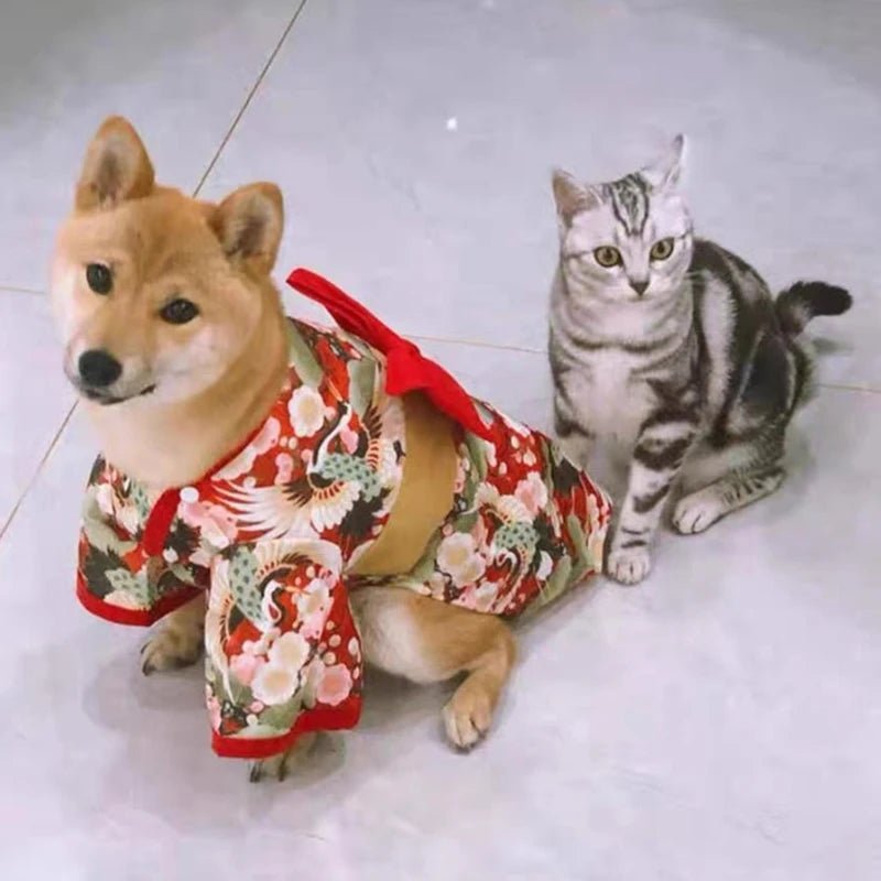 Clothes for Cat Dog Japanese Style Pet Clothing Kimono for Small Medium Dogs - Maxwell shop