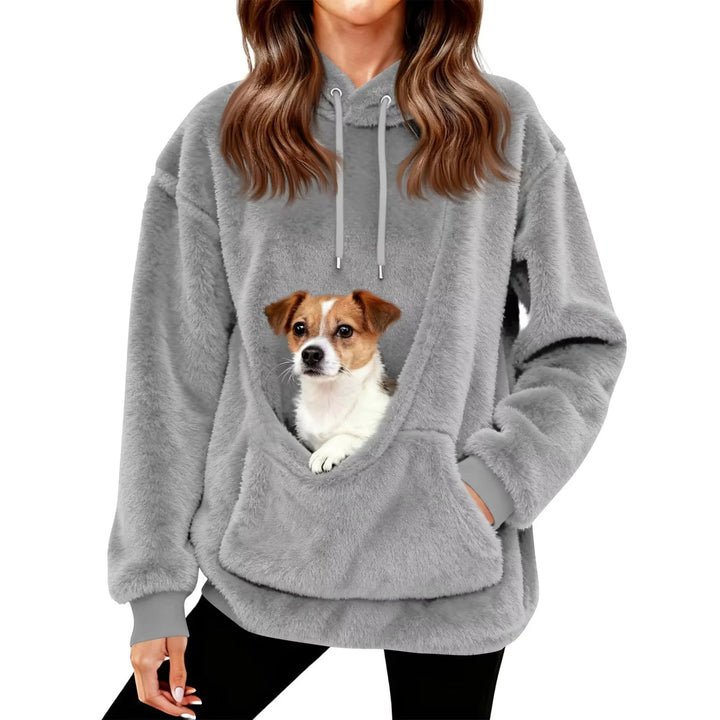 Cozy Fleece Hoodie With Diagonal Pet Sling And Safety Hold Pocket For Small Pets - Maxwell shop