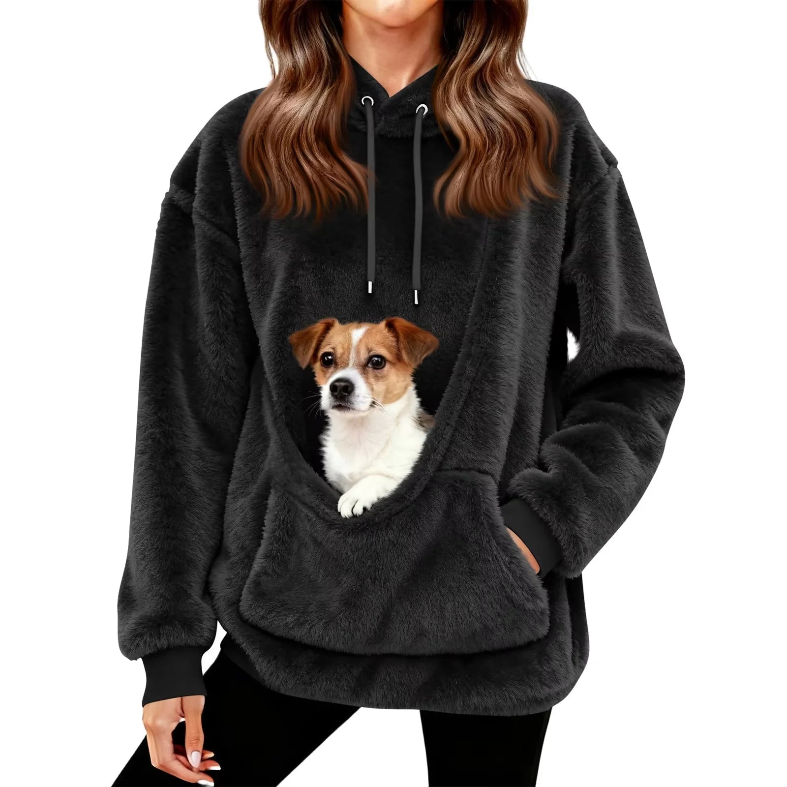 Cozy Fleece Hoodie With Diagonal Pet Sling And Safety Hold Pocket For Small Pets - Maxwell shop