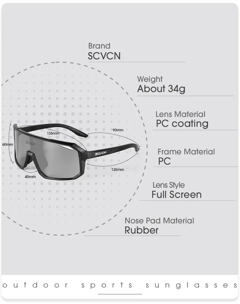 Cycling Glasses Photochromic Sunglasses Men Women Mountain Bike Road Eyewear New Bicycle Riding Out - Maxwell shop
