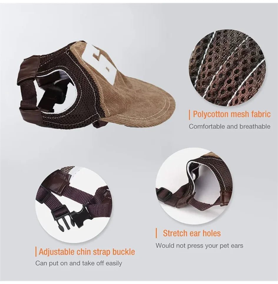 Dog Hat Dog Sunscreen Hat Baseball Cap Outdoor Sports Hat with Ear Holes - Maxwell shop