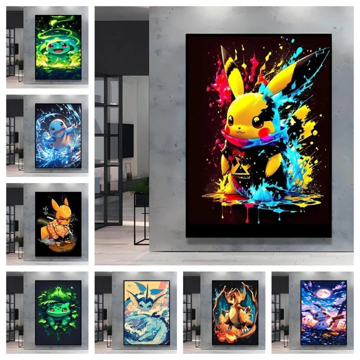 Japanese Anime Canvas Paintings Pokemon - Maxwell shop