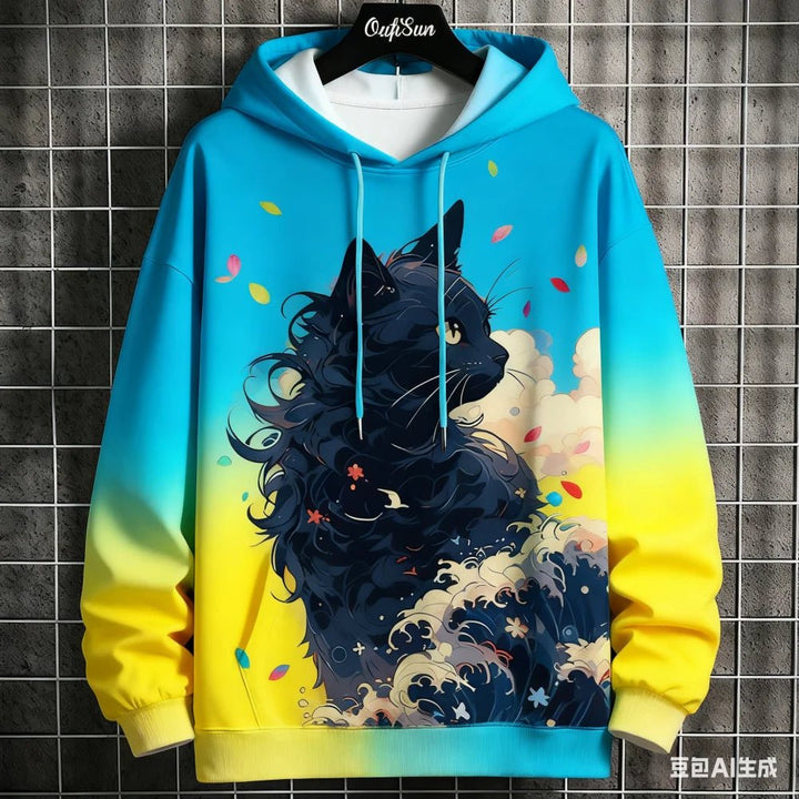Japanese Samurai Cat Print Hoodies - Maxwell shop