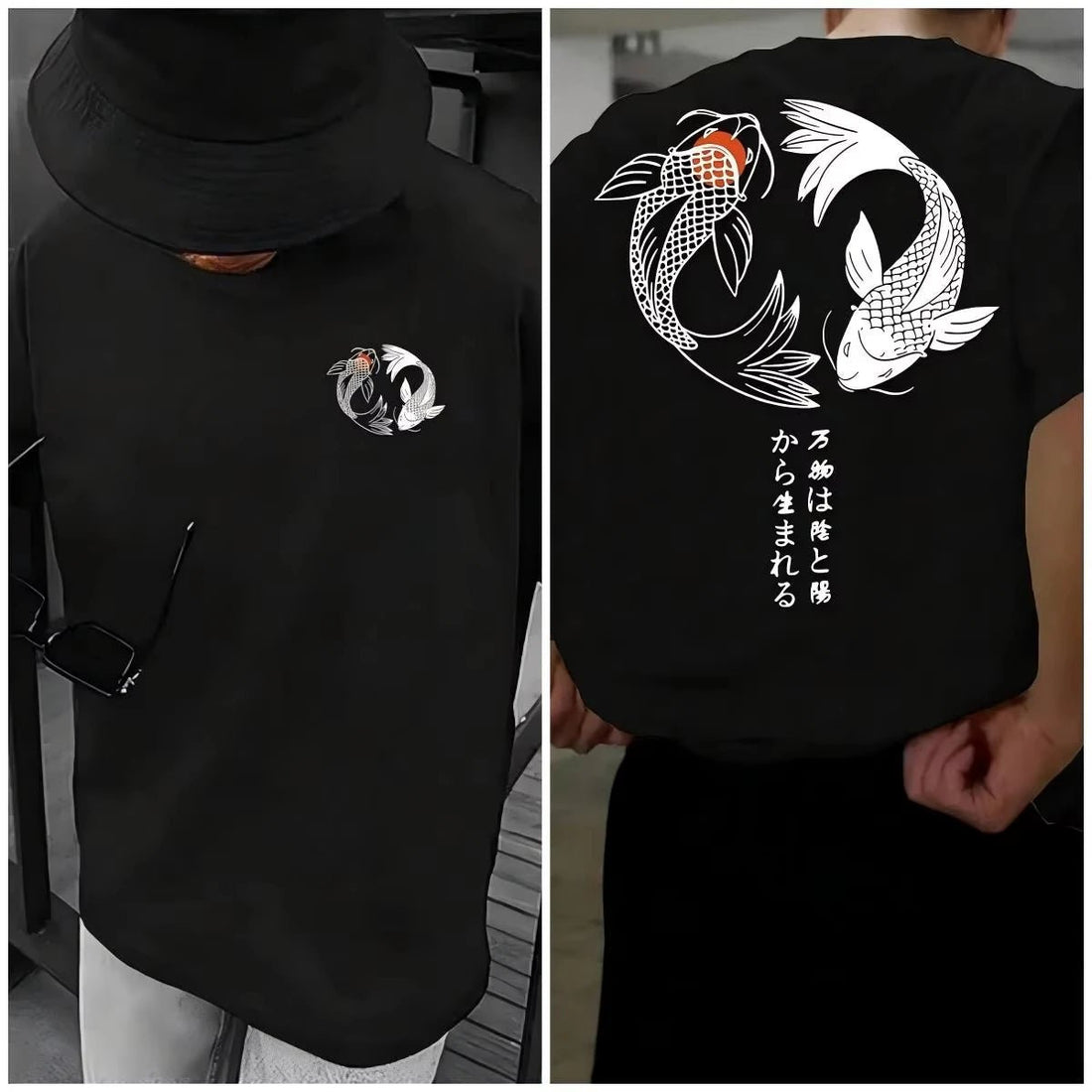 Koi Harajuku Japanese Pattern 100% Pure Cotton Men's T-shirt - Maxwell shop