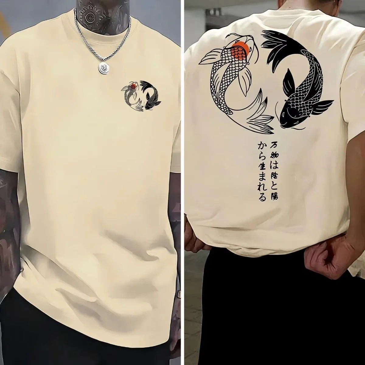 Koi Harajuku Japanese Pattern 100% Pure Cotton Men's T-shirt - Maxwell shop