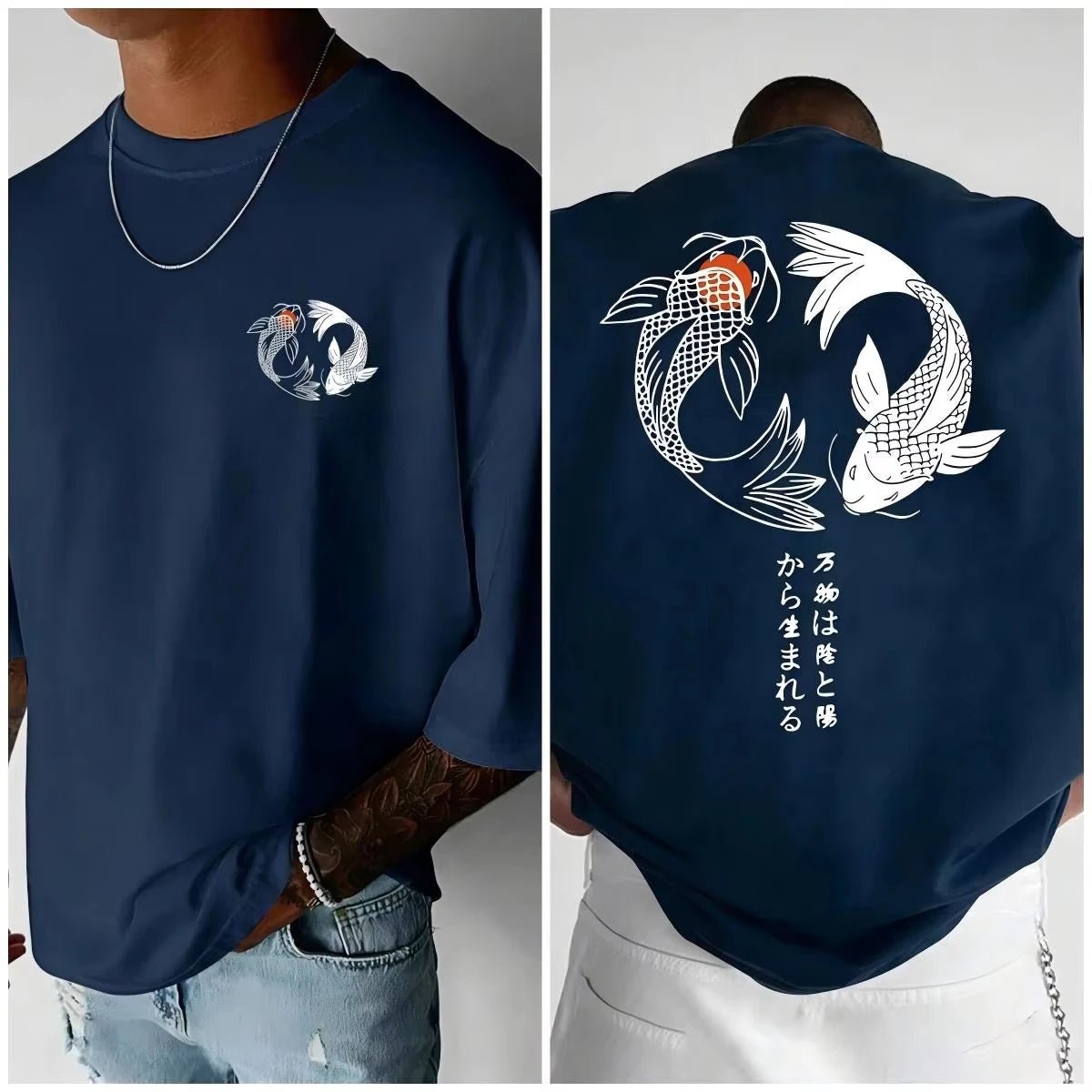 Koi Harajuku Japanese Pattern 100% Pure Cotton Men's T-shirt - Maxwell shop