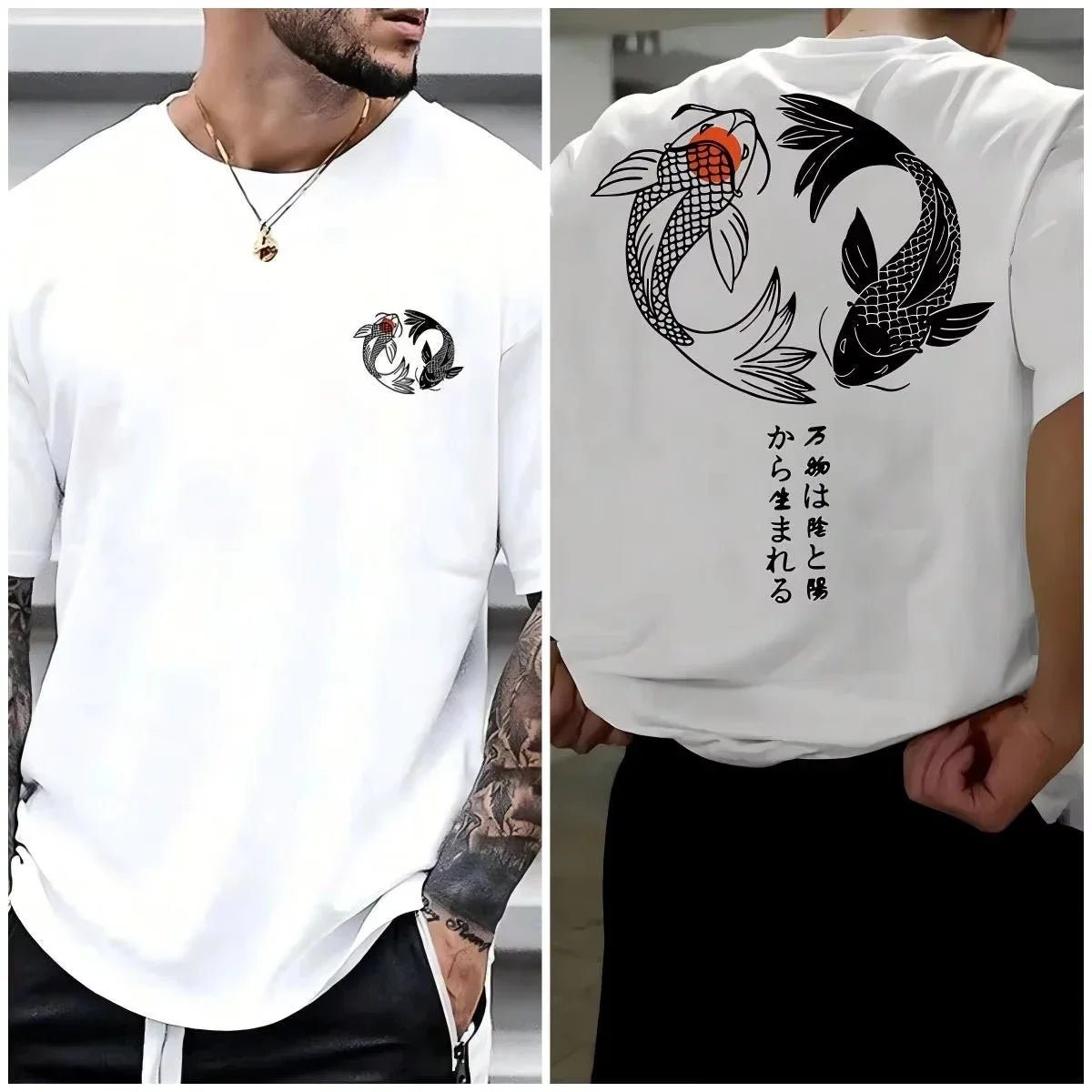Koi Harajuku Japanese Pattern 100% Pure Cotton Men's T-shirt - Maxwell shop