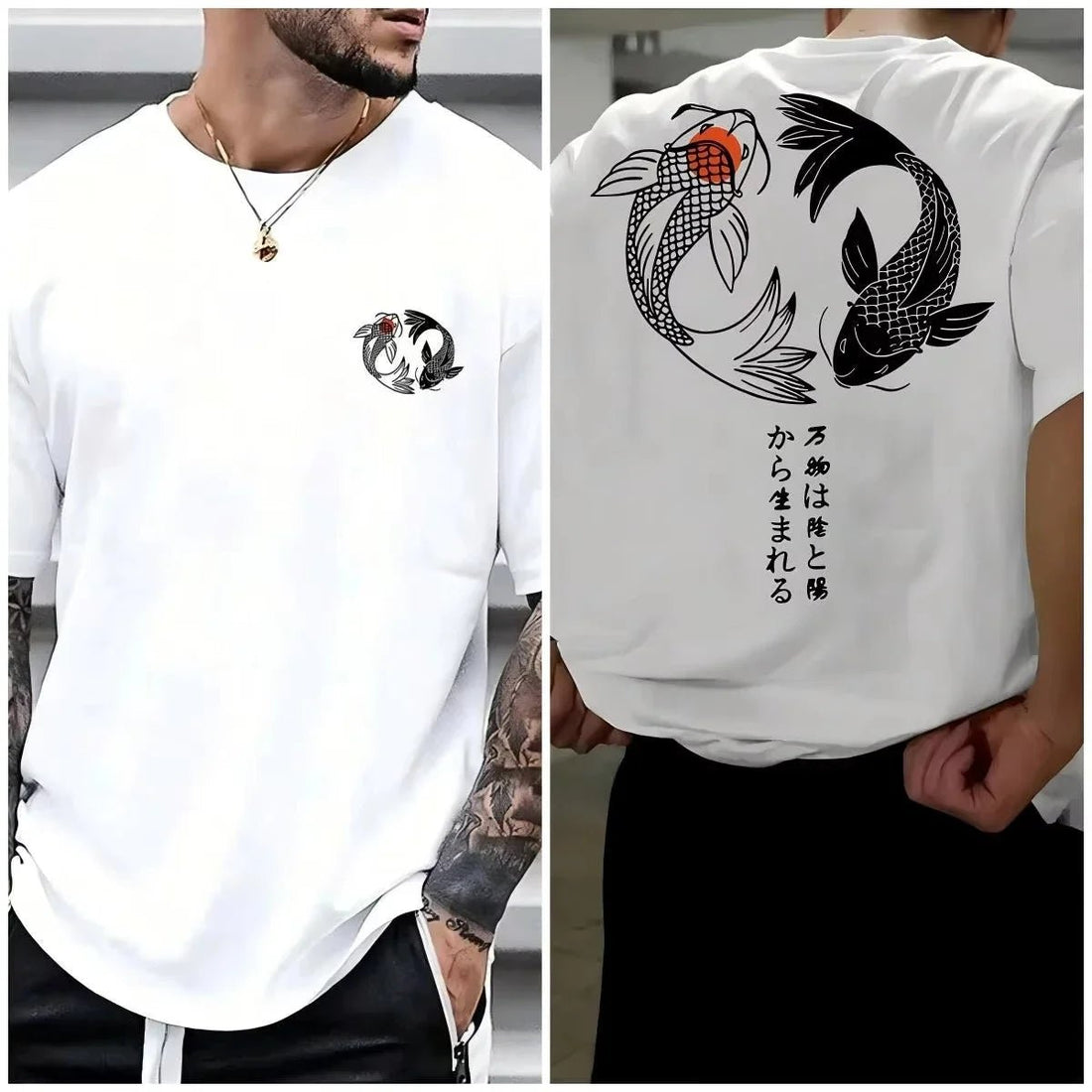 Koi Harajuku Japanese Pattern 100% Pure Cotton Men's T-shirt - Maxwell shop