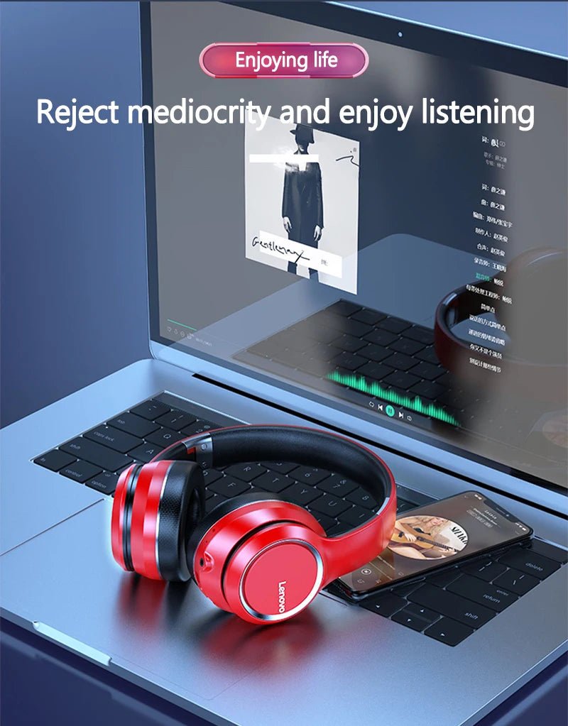 Lenovo HD200 Bluetooth Earphones Over-ear Foldable Computer Wireless Headphones Noise - Maxwell shop