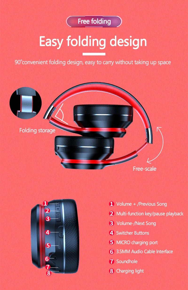 Lenovo HD200 Bluetooth Earphones Over-ear Foldable Computer Wireless Headphones Noise - Maxwell shop