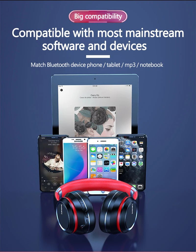 Lenovo HD200 Bluetooth Earphones Over-ear Foldable Computer Wireless Headphones Noise - Maxwell shop