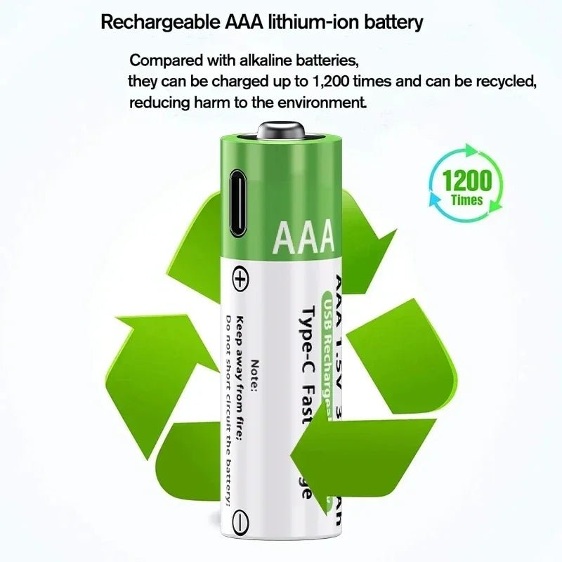 Lithium-Ion Battery Type-C Rechargeable High-Capacity AA&AAA Battery - Maxwell shop