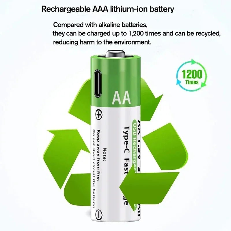 Lithium-Ion Battery Type-C Rechargeable High-Capacity AA&AAA Battery - Maxwell shop
