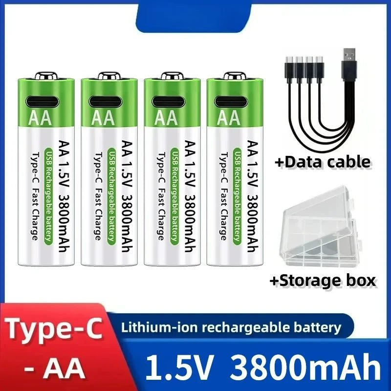 Lithium-Ion Battery Type-C Rechargeable High-Capacity AA&AAA Battery - Maxwell shop