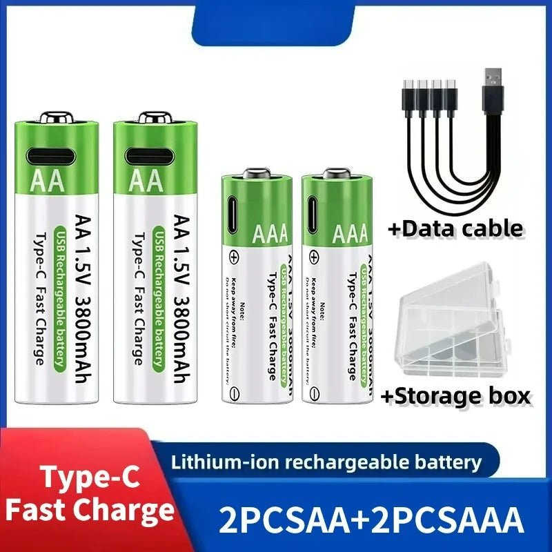 Lithium-Ion Battery Type-C Rechargeable High-Capacity AA&AAA Battery - Maxwell shop