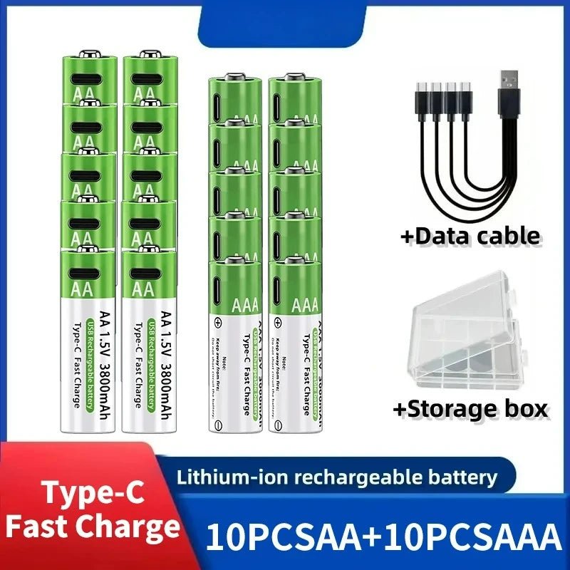 Lithium-Ion Battery Type-C Rechargeable High-Capacity AA&AAA Battery - Maxwell shop